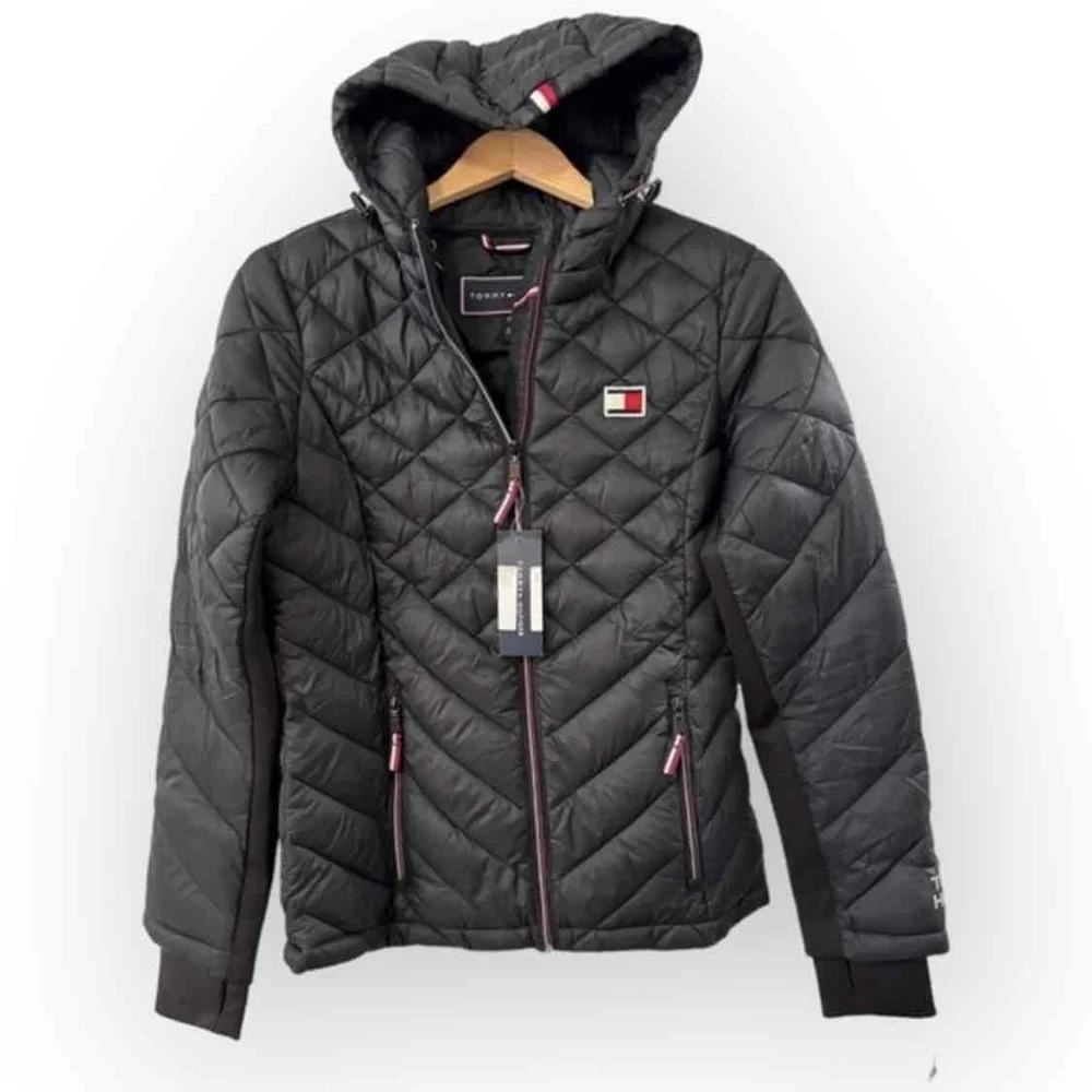 Tommy Hilfiger Women’s Hooded Zip Front Jacket - Black, Packable - Picture 3 of 12